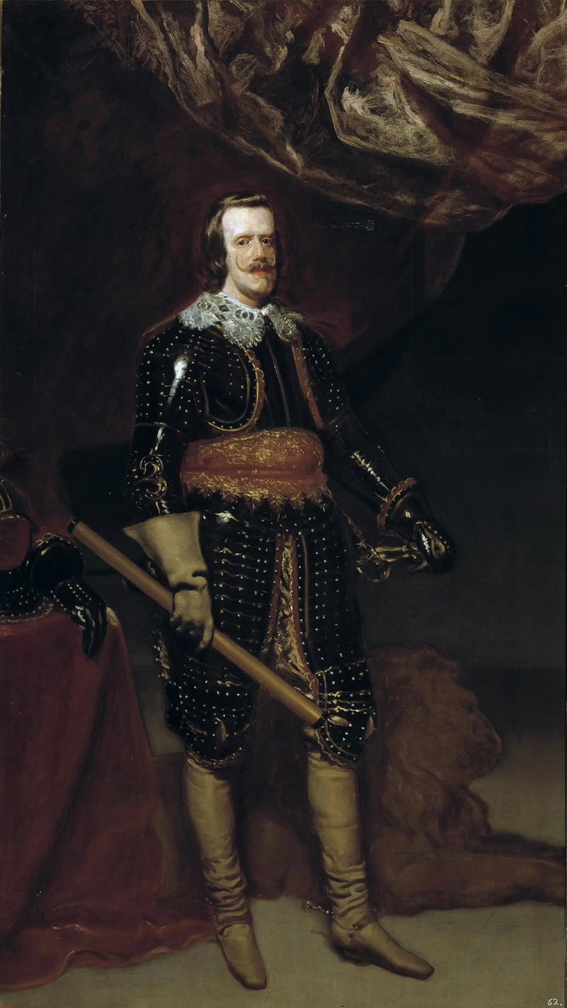 Filips IV met harnas, met een leeuw aan zijn voeten - Diego Velázquez