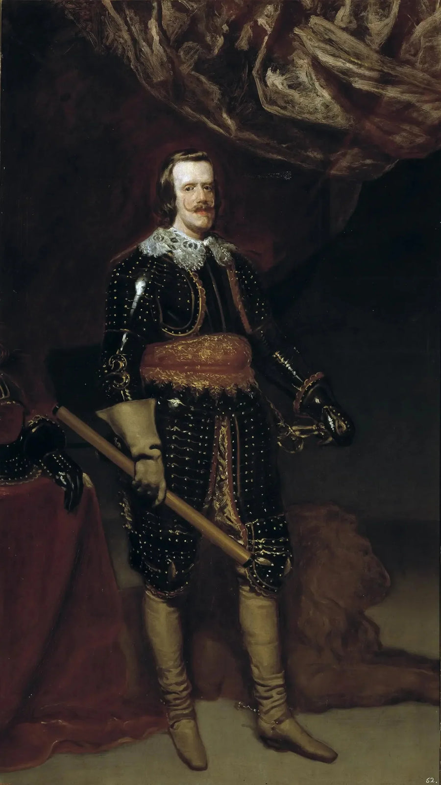 Filips IV met harnas, met een leeuw aan zijn voeten - Diego Velázquez