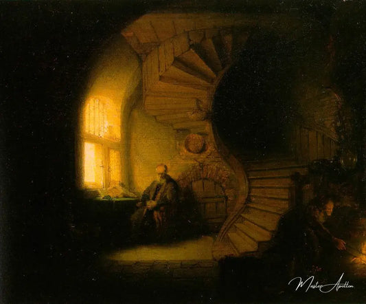 Philosophe en méditation - Rembrandt van Rijn - Reproductions de tableaux et peintures haut de gamme