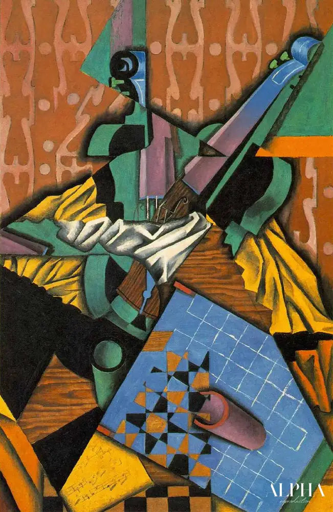 Photographie du violon et du damier - Juan Gris - Reproductions de tableaux et peintures haut de gamme