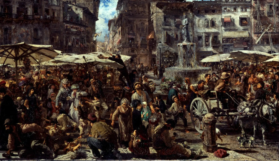 Piazza d'Erbe in Verona - Adolph von Menzel