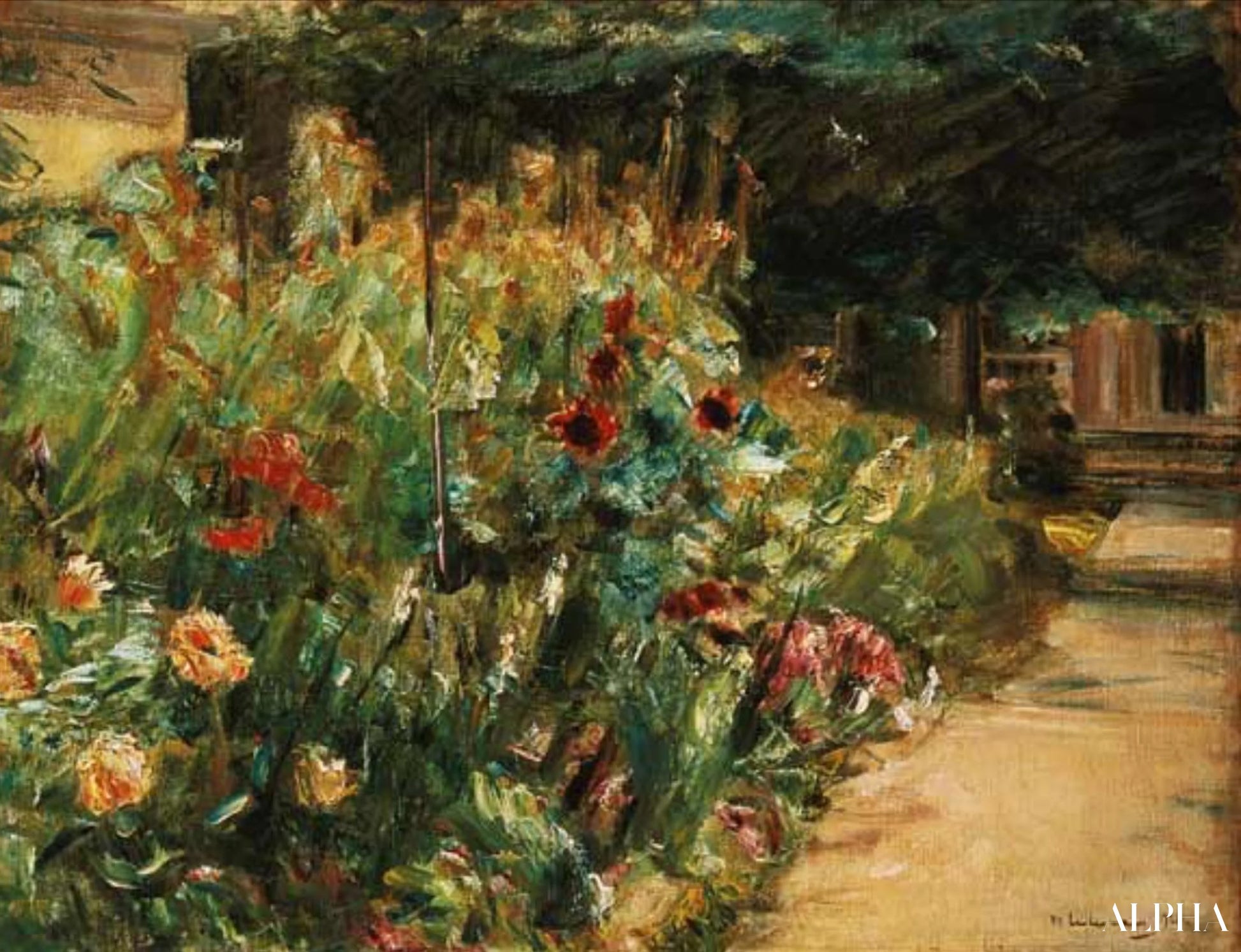 Toegevoegde bloemenstuk in de tuin van de kunstenaar in Wannsee - Max Liebermann - Hoogwaardige reproducties van schilderijen en kunstwerken