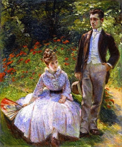 Pierre en haar tante Louise in de tuin - Marie Bracquemond