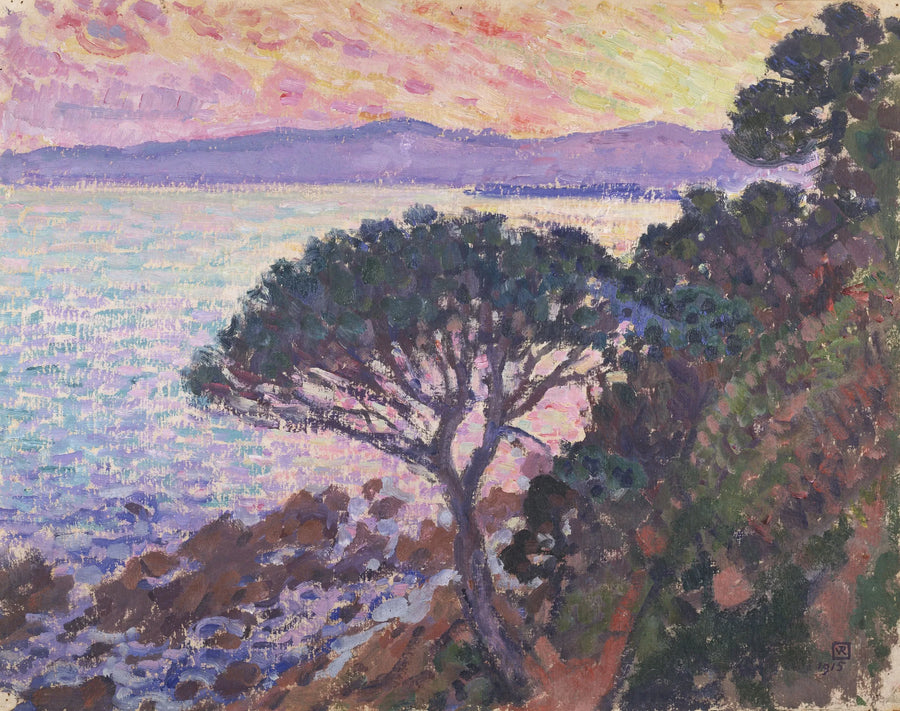 Strandparasol bij de zee - Théo van Rysselberghe