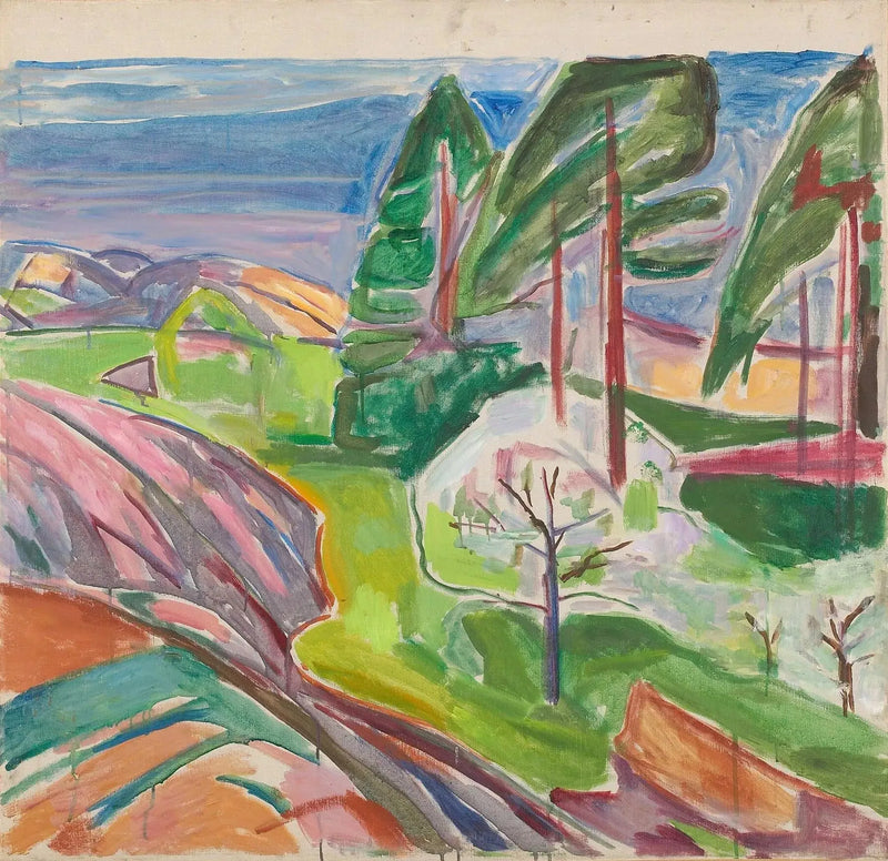 Pins en fruitbomen in bloei - Edvard Munch