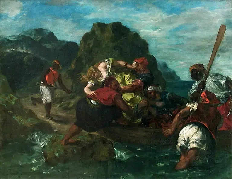 Afrikaanse piraten die een jonge vrouw ontvoeren - Eugène Delacroix
