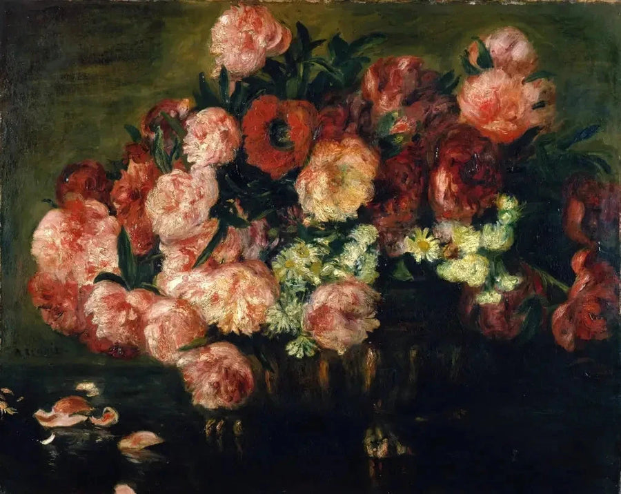 Pioenen in een vaas - Pierre-Auguste Renoir