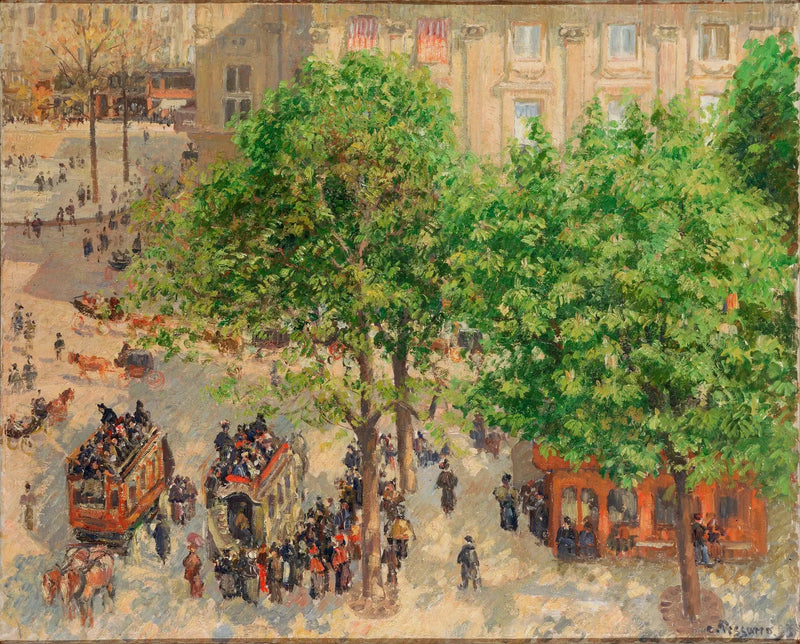 Place du Théâtre Français in Parijs, lente - Camille Pissarro