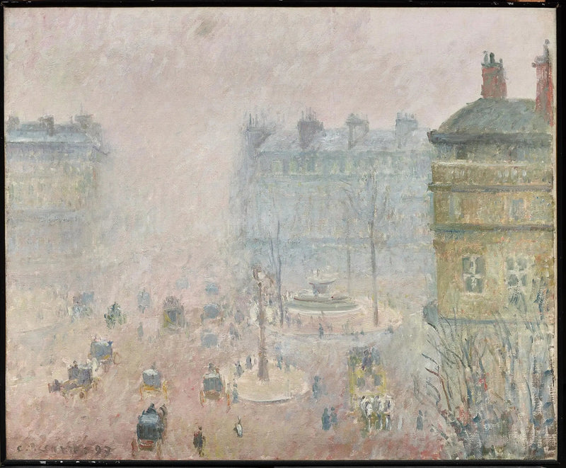 Plaats van het Théâtre-Français en Avenue de l'Opéra, Mist - Camille Pissarro