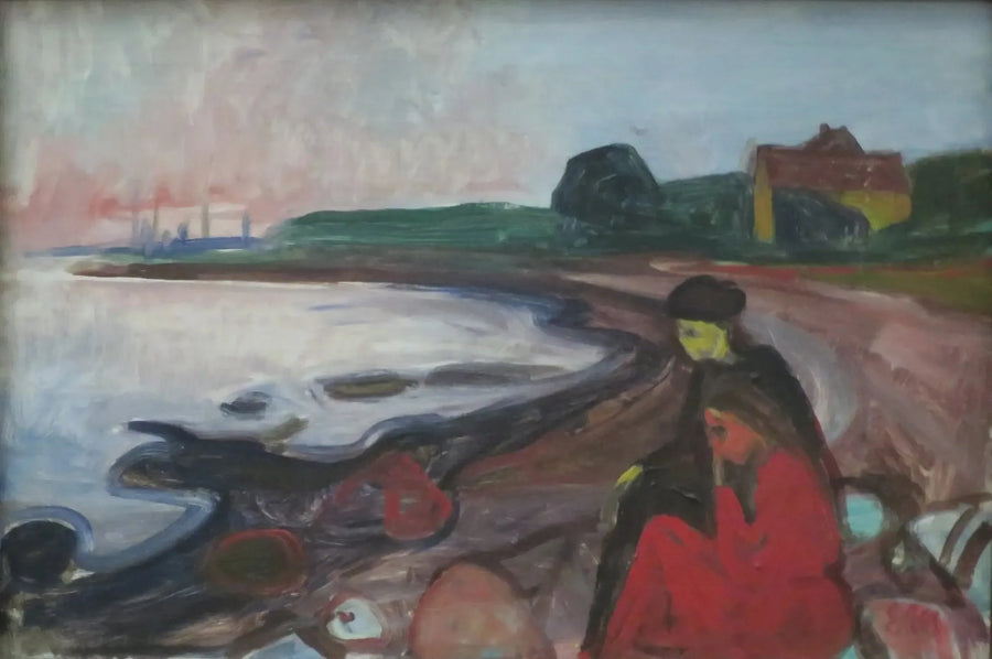 Strand met twee zittende vrouwen - Edvard Munch