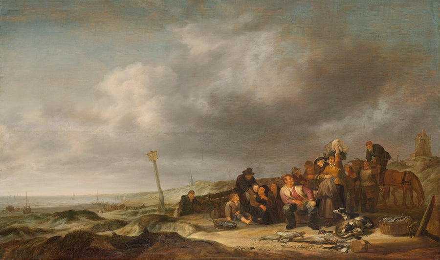 Plage avec pêcheurs - Simon de Vlieger