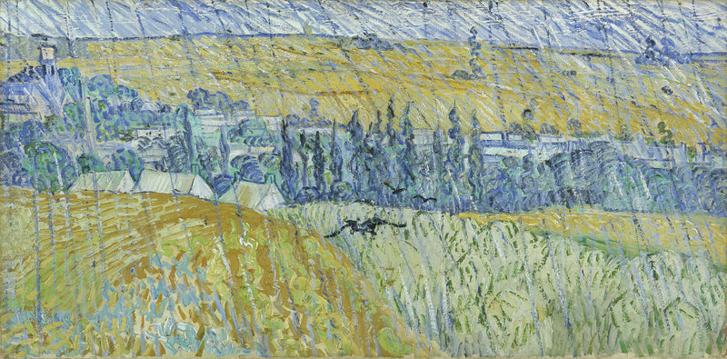 Landschap van Auvers in de regen - Vincent van Gogh