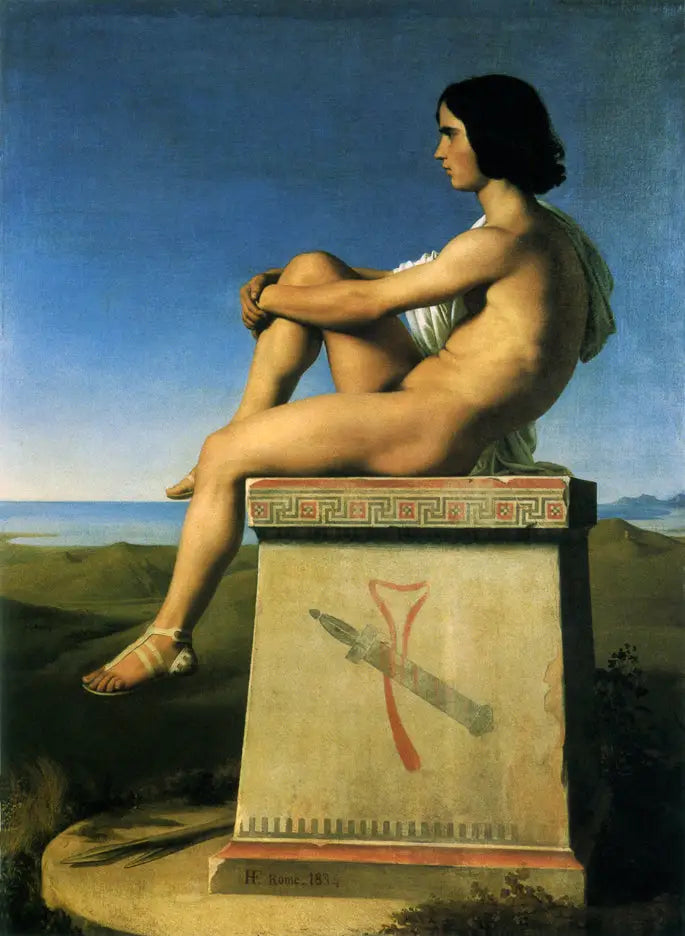 Polytès, zoon van Priam, die de bewegingen van de Grieken naar Troje observeert - Hippolyte Flandrin