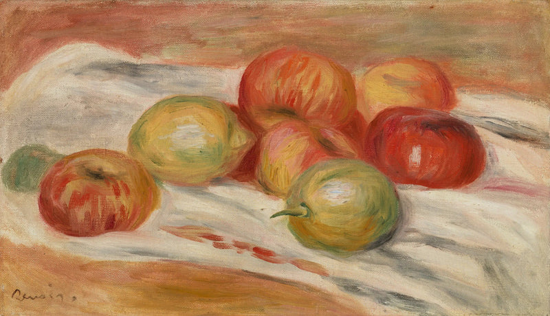 Appels en citroenen op een tafelkleed - Pierre-Auguste Renoir