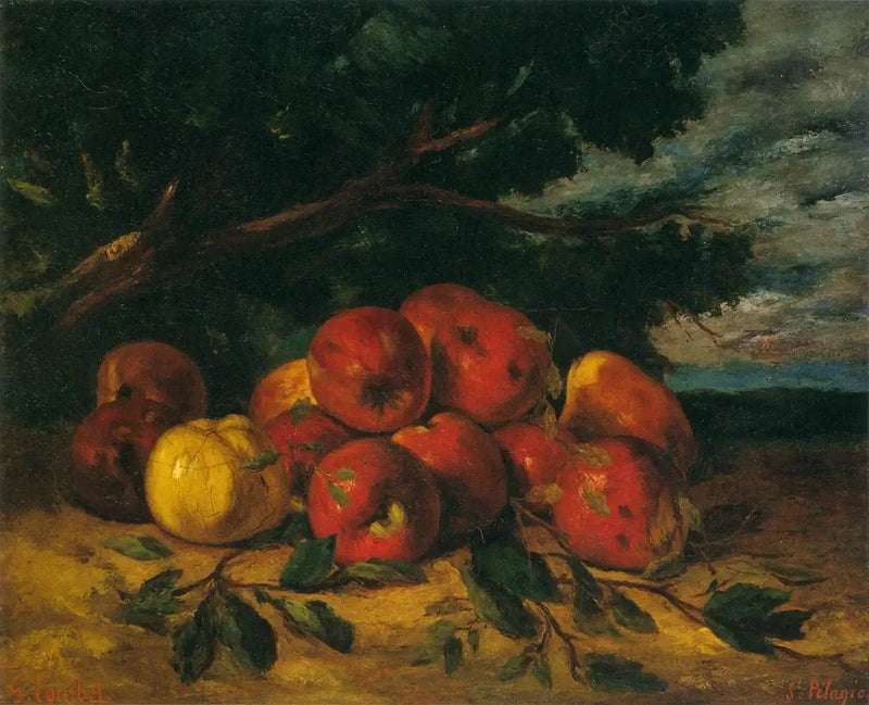Rode appels aan de voet van een boom - Gustave Courbet