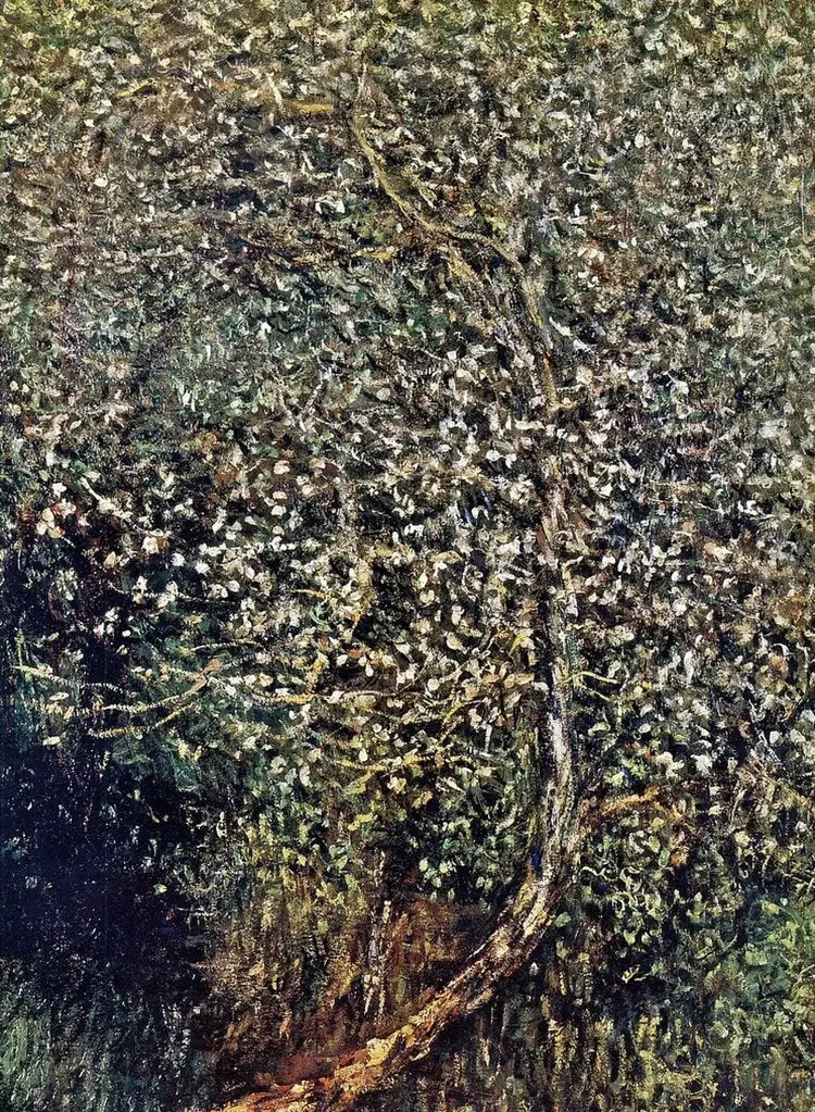 Bloeiende appelbomen aan de waterkant - Claude Monet