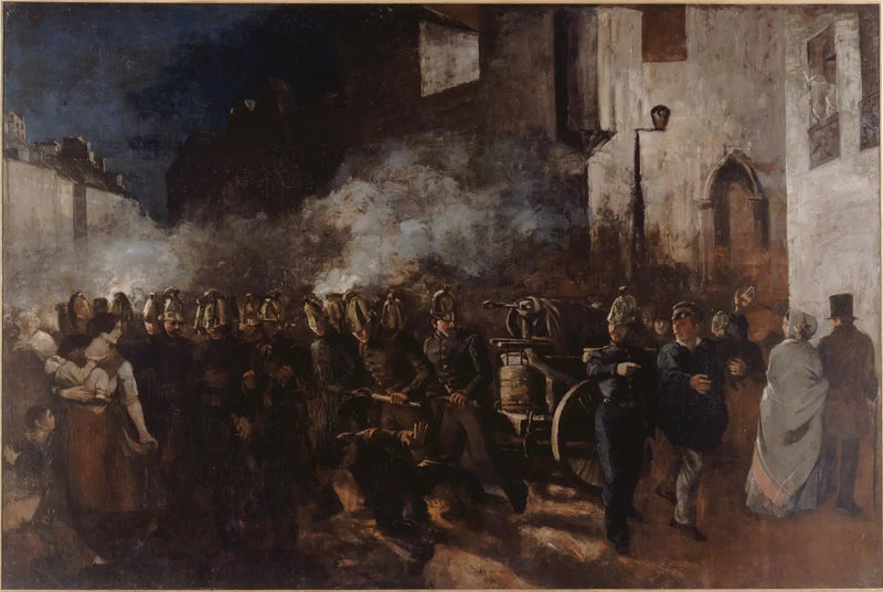 Brandweerlieden die een brand blussen - Gustave Courbet