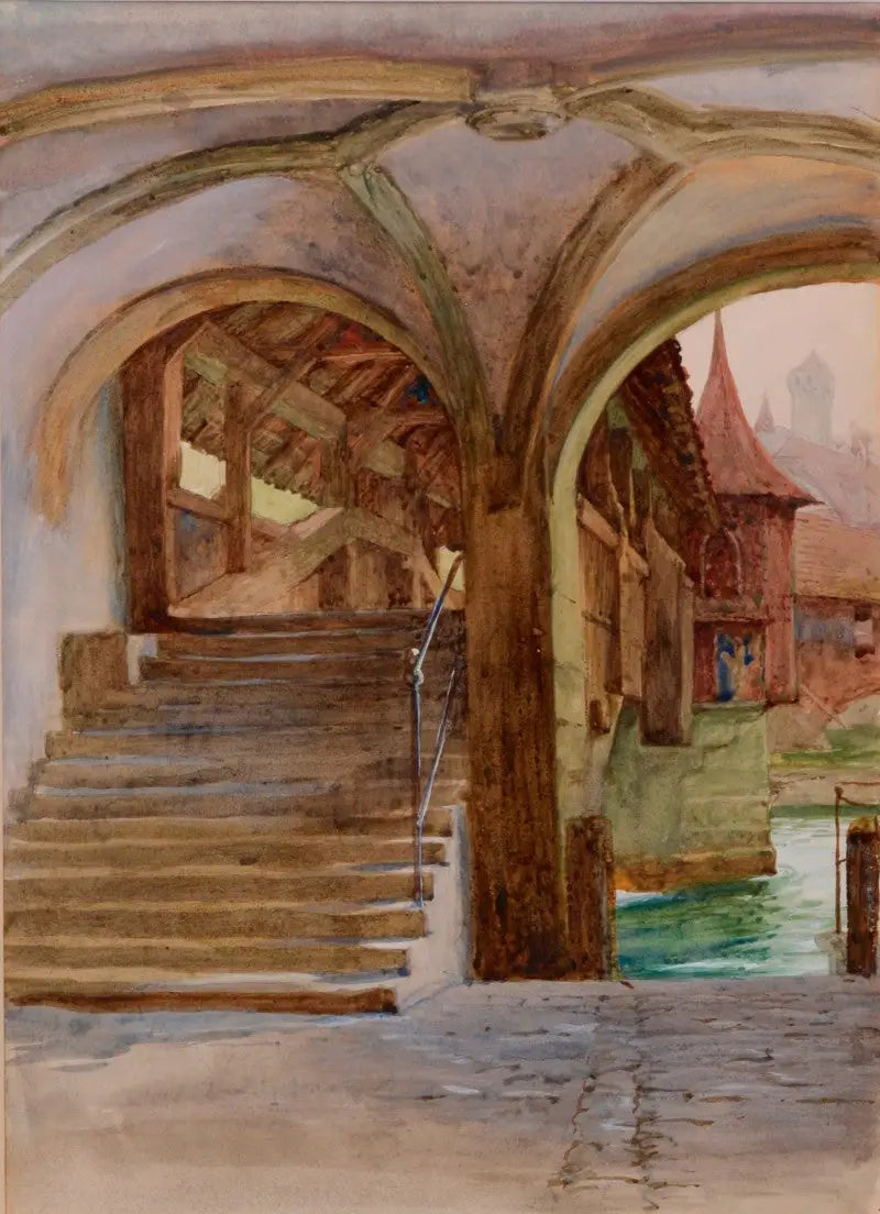 Pont de la Chapelle bij het Vierwoudstrekenmeer - Frank Bernard Dicksee