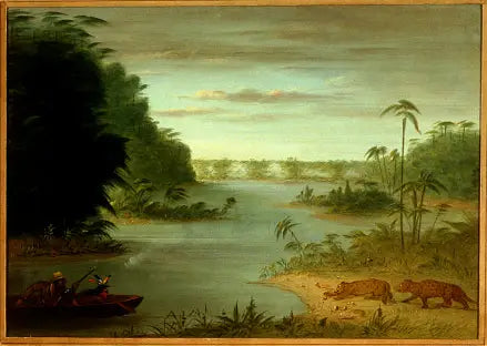 Pont de Palmiers et Tir au Tigre - George Catlin image 1 copie peinte à la main à l’huile
