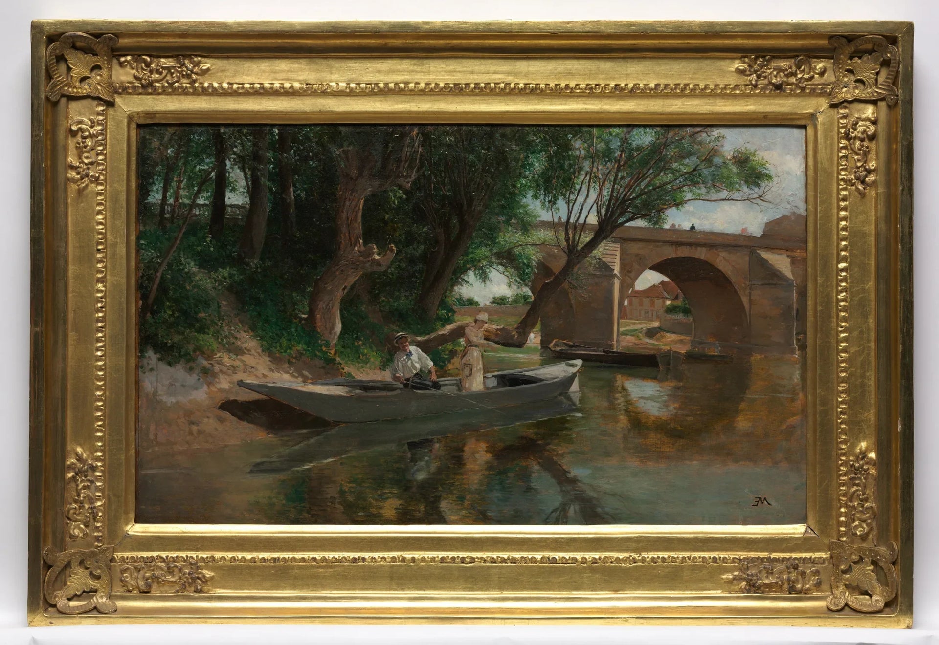 Pont de Poissy (Pêcheurs à ligne) - Ernest Meissonier image 1 reproduction d’œuvre d’art à l’huile