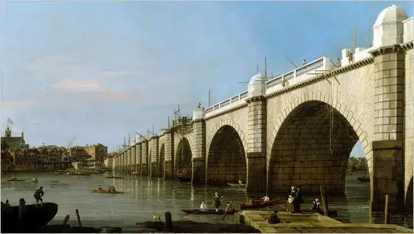 Westminster-brug in aanbouw vanaf de zuidoostelijke pijler - Canaletto

Source:
Pont de Westminster en construction depuis la culée sud-est - Canaletto