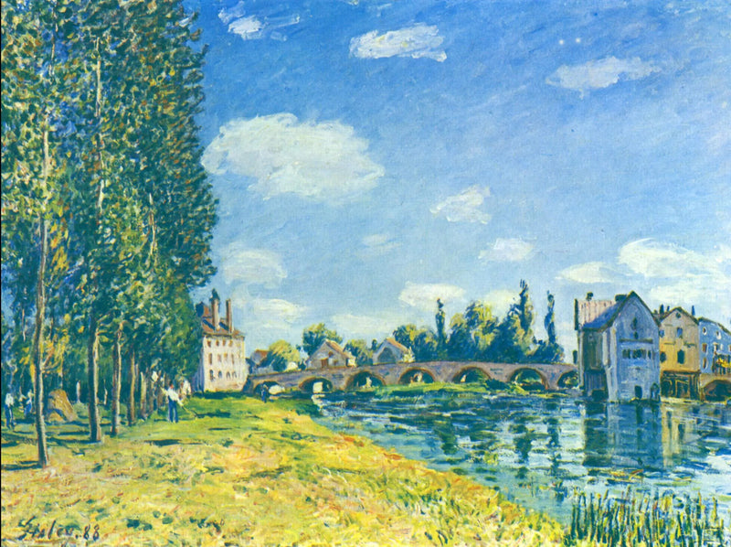 Brug en Molen van Moret in de zomer - Alfred Sisley