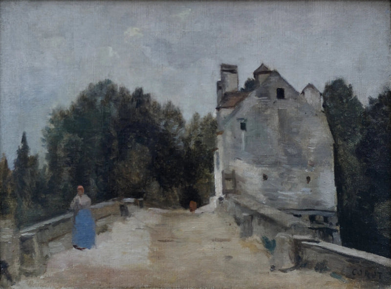 Brug en molen bij Mantes - Jean-Baptiste Camille Corot