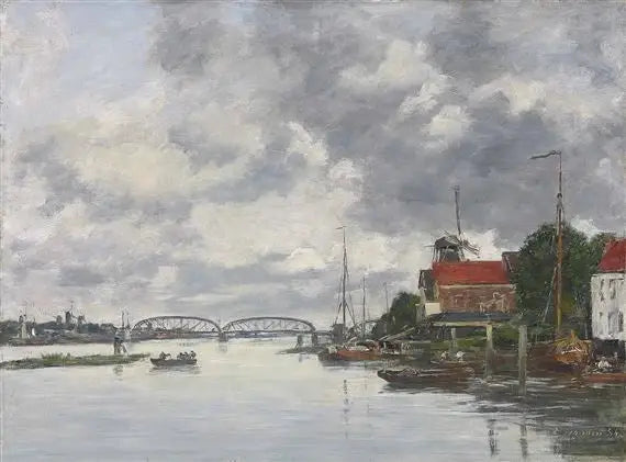 Brug over de Maas nabij Dordrecht - Eugène Boudin