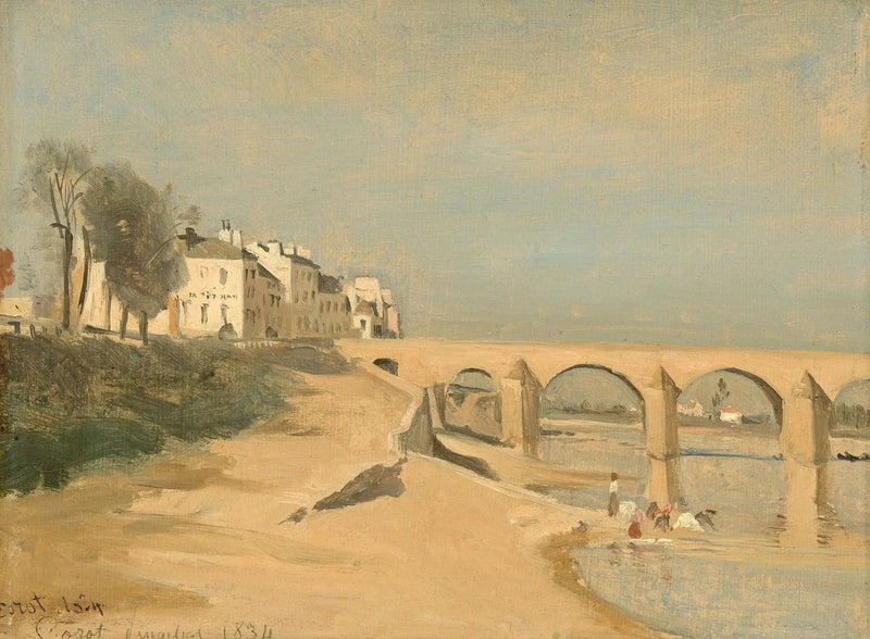 Brug over de Saône in Mâcon - Jean-Baptiste Camille Corot