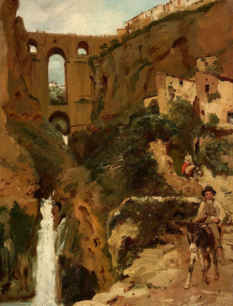 Brug die een rotskloof overspant. Twee ruiters. Ronda, Spanje. - Peder Severin Krøyer