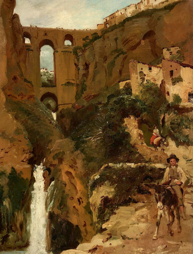 Brug die een rotskloof overspant. Twee ruiters. Ronda, Spanje. - Peder Severin Krøyer