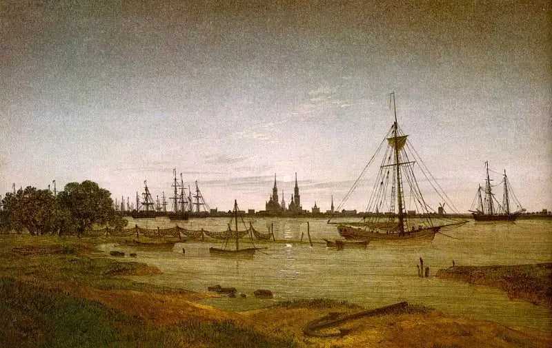 Haven bij maanlicht - Caspar David Friedrich