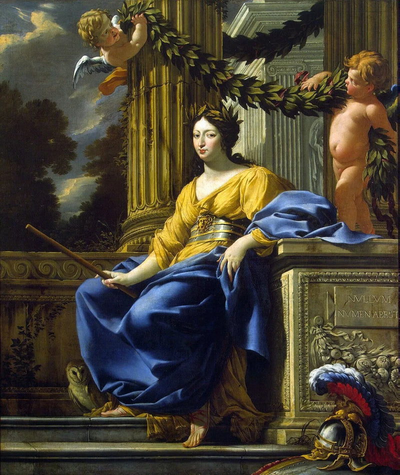 Allegorisch portret van Anna van Oostenrijk als Minerva - Simon Vouet