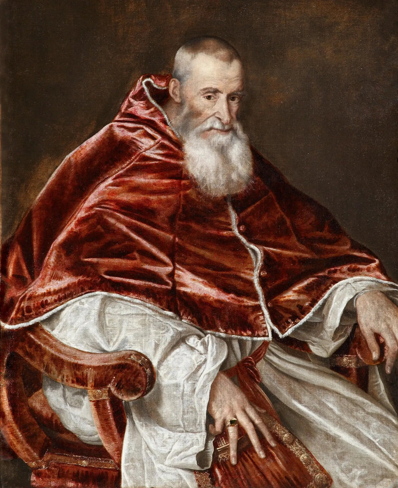 Portret van Alexandre Farnèse, paus Paulus III (1468-1549; gekozen in 1534) - Titian
