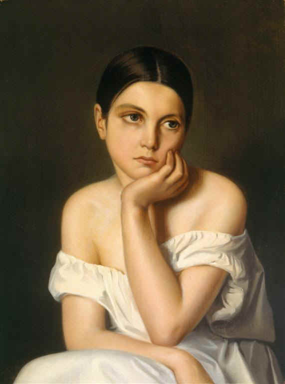 Portret van Aline Chasseriau, zus van de kunstenaar - Théodore Chasseriau