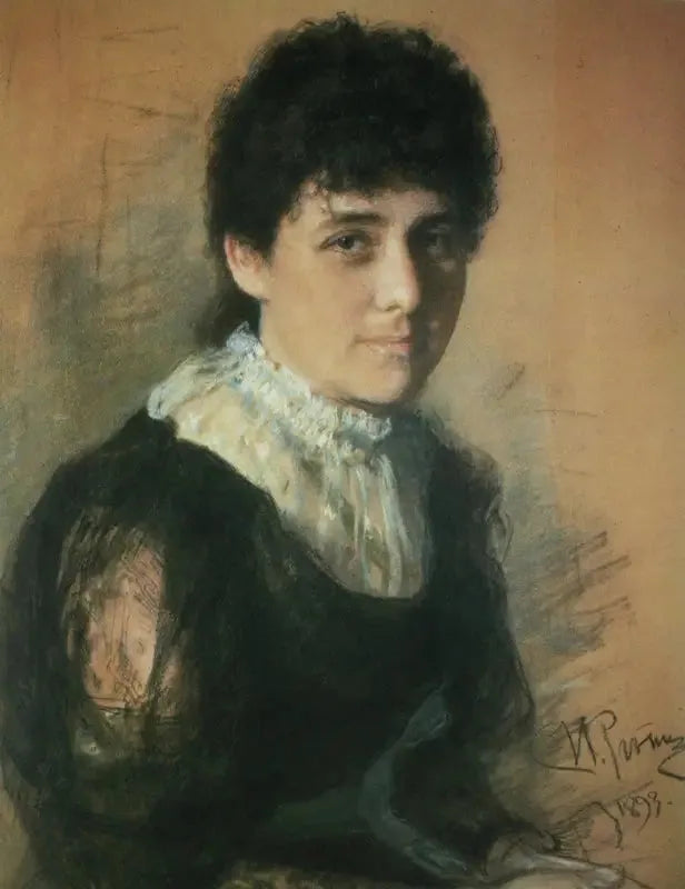 Portret van Elena Pavlovna Tarkhanova-Antokolskaja - Ilya Repin