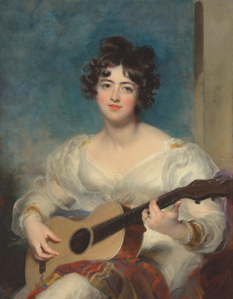 Portret van Elizabeth Blake, Lady Wallscourt, die gitaar speelt - Thomas Lawrence