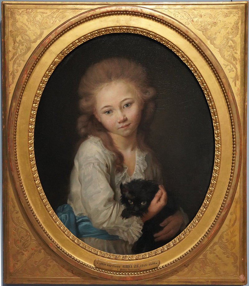 Portret van Esprit de Baculard d'Arnaud met een kat - Jean-Baptiste Greuze