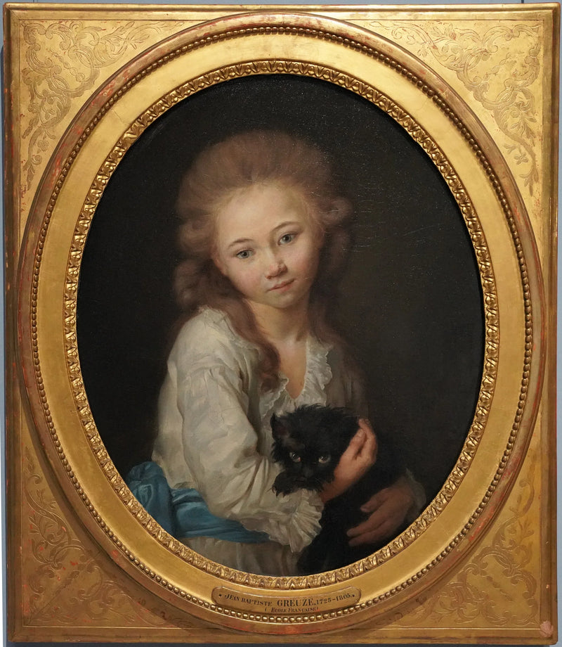 Portret van Esprit de Baculard d'Arnaud met een kat - Jean-Baptiste Greuze