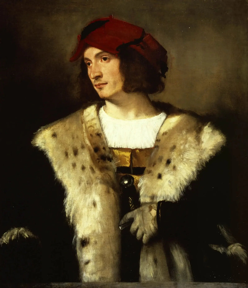 Portret van een man met een rode hoed - Titian