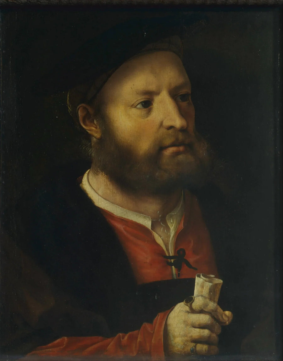 Portret van een man, mogelijk de Portugese humanist en historicus Damião de Góis - Jan Gossaert