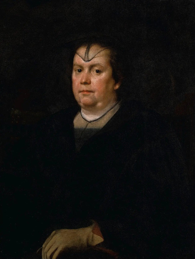 Portret van Olimpia Maidalchini Pamphilj (1591-1657), middellang, gekleed in zwart - Diego Velázquez