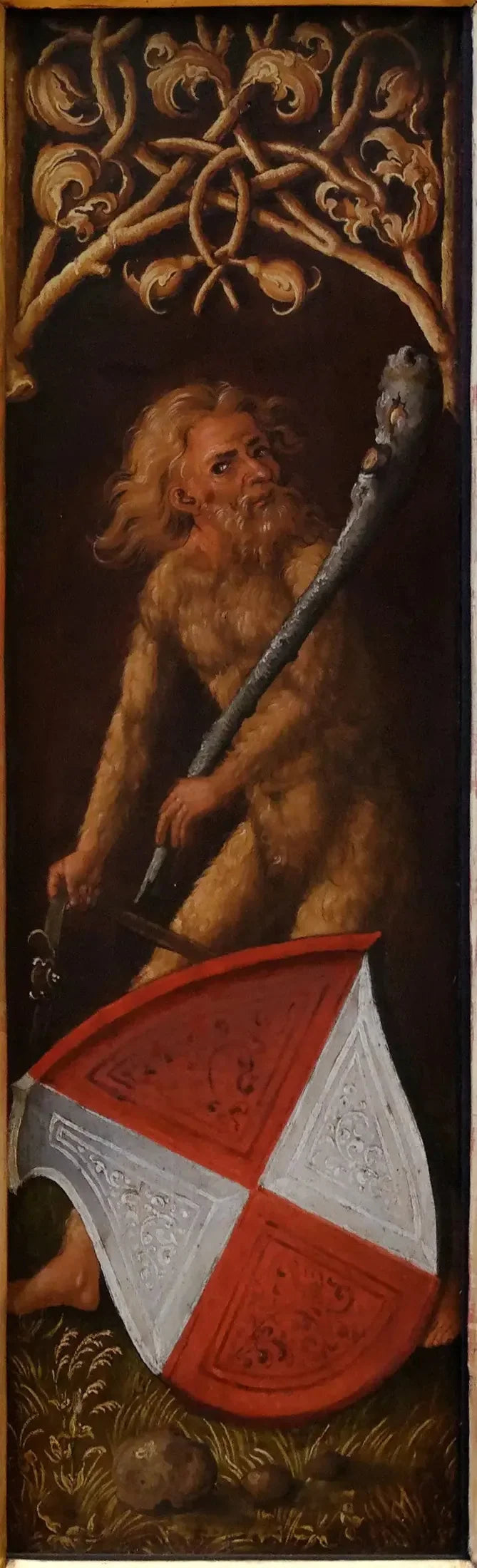 Portret van Oswolt Krel: « Sylvijnse mannen » met de heraldieke schilden van Agathe von Esendorf - Albrecht Dürer