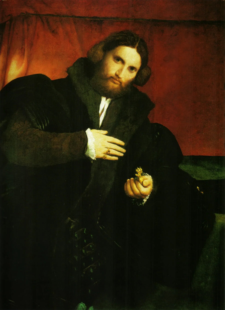 Portret van een edelman met een leeuwenpoot - Lorenzo Lotto