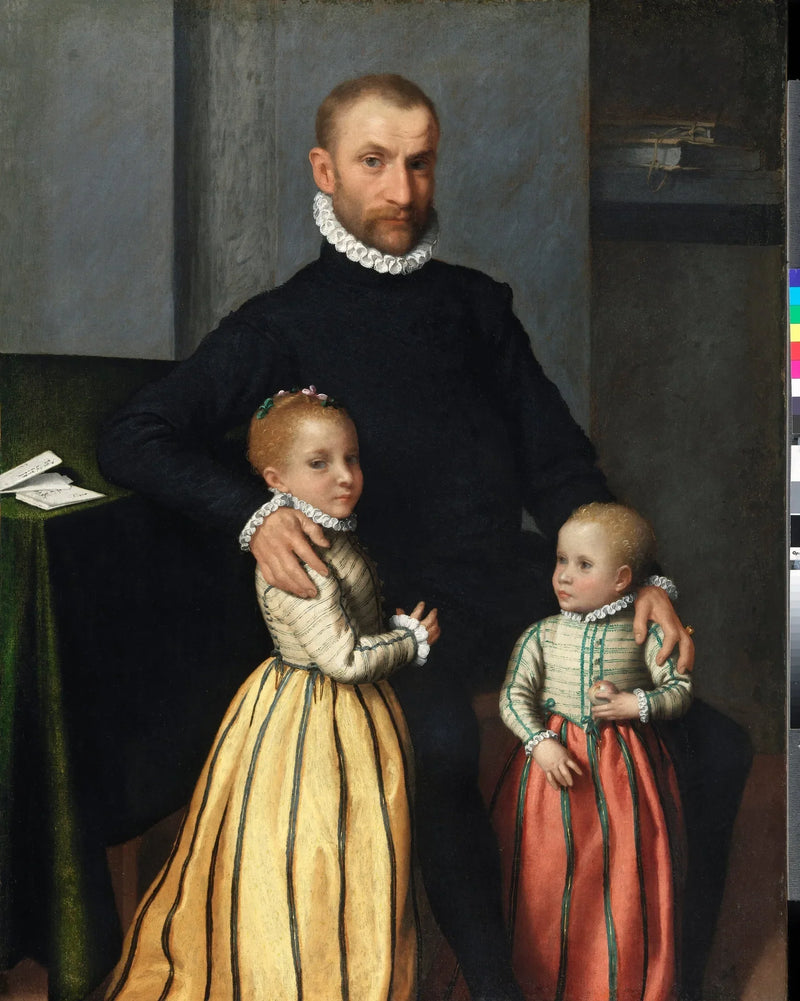 Portret van een edelman en zijn twee kinderen - Giovanni Battista Moroni