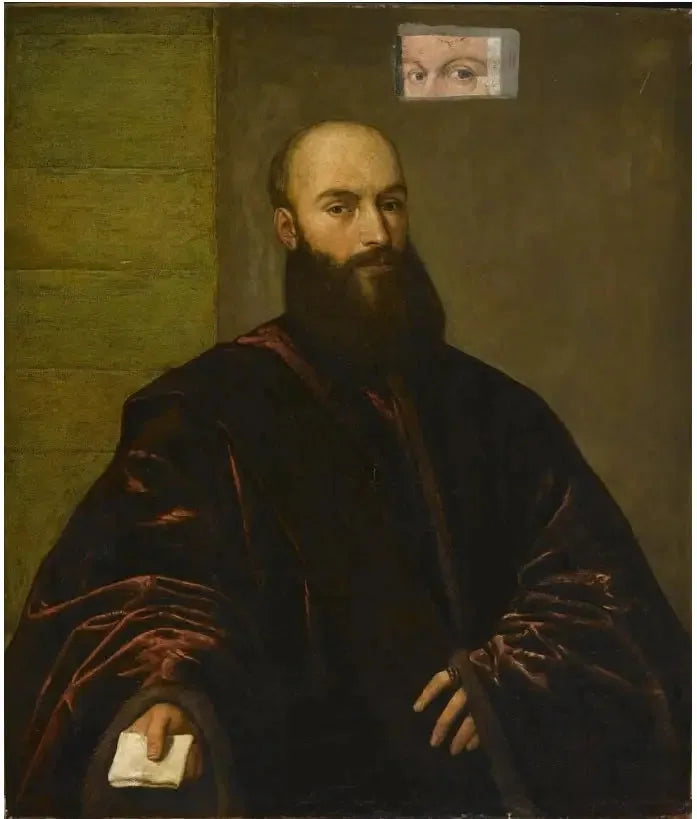Portret van een Venetiaanse edelman (overgeschilderd) - Titian
