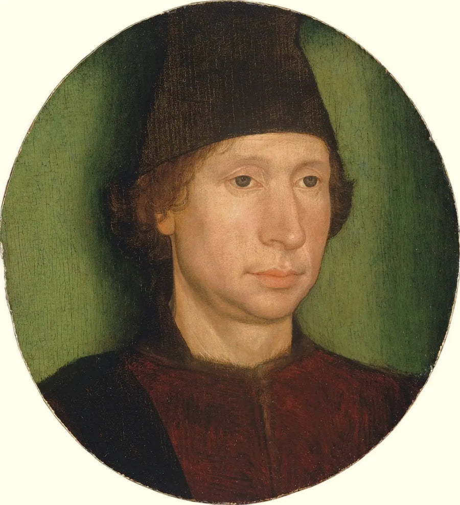 Portret van een man met een zwarte pet - Hans Memling