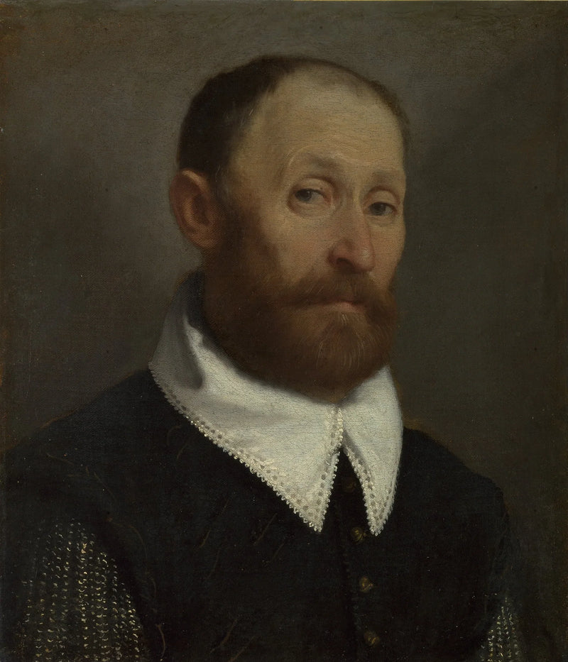 Portret van een man met opgetrokken wenkbrauwen - Giovanni Battista Moroni