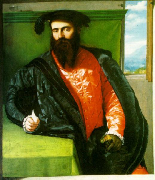 Portret van een man met een brief - Alessandro Bonvicino
