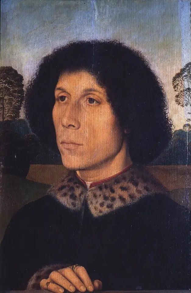 Portret van een man in een landschap - Hans Memling